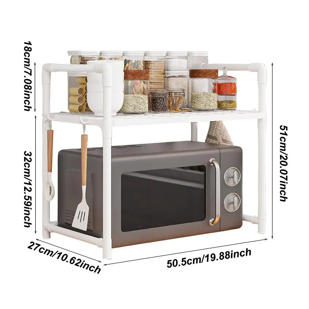 Kitchen Storage Rack Multi-Layer Microwave Rack Adjustable Standing Countertop Condiment Oven Organizer Shelf Kitchen Accessorie