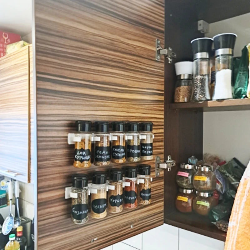 100ML Spice Jars Set Plastic Seasoning Shaker Bottles with Organizer Rack Eco-Friendly Kitchen Storage Condiment Salt Pepper Boxes