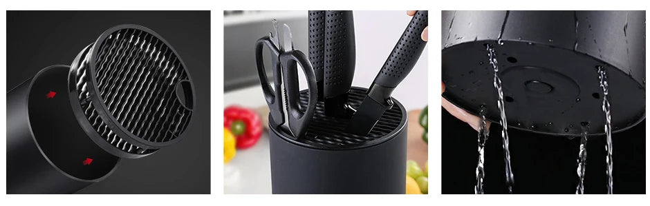 Kitchen Accessories 8.8 inch Kitchen Knife Holder Drainable Chef Knife Stand Plastic Knife Holder Bucket Kitchen Storage Tools