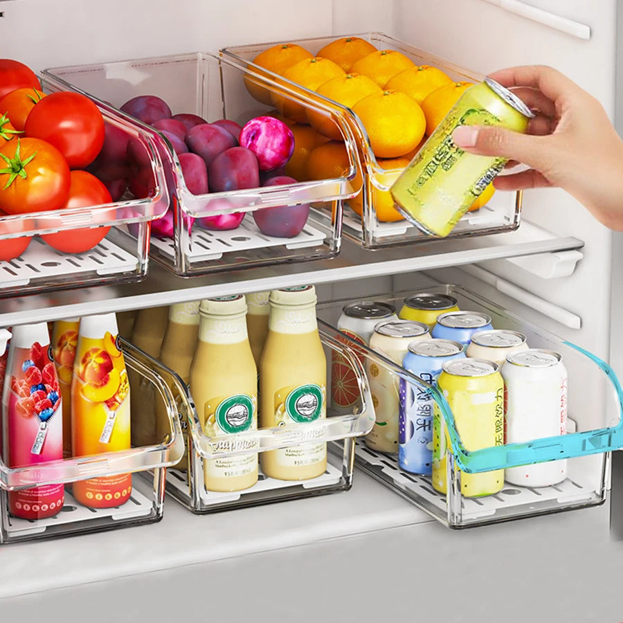 Clear Refrigerator Organizer with Drain Tray