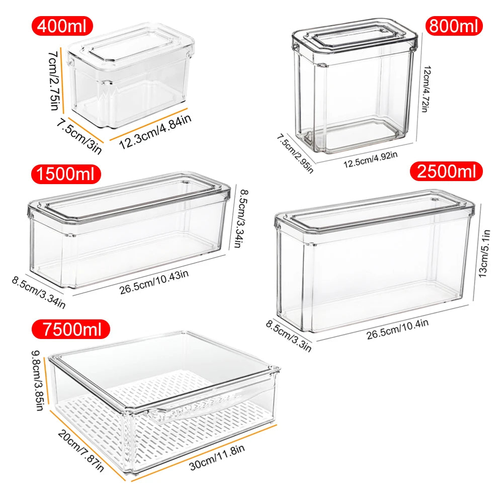 Stackable Refrigerator Organizer Bins with Lids