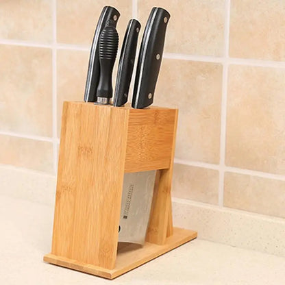 Premium Bamboo Knife Block Stand – 7-Slot Kitchen Knife Holder