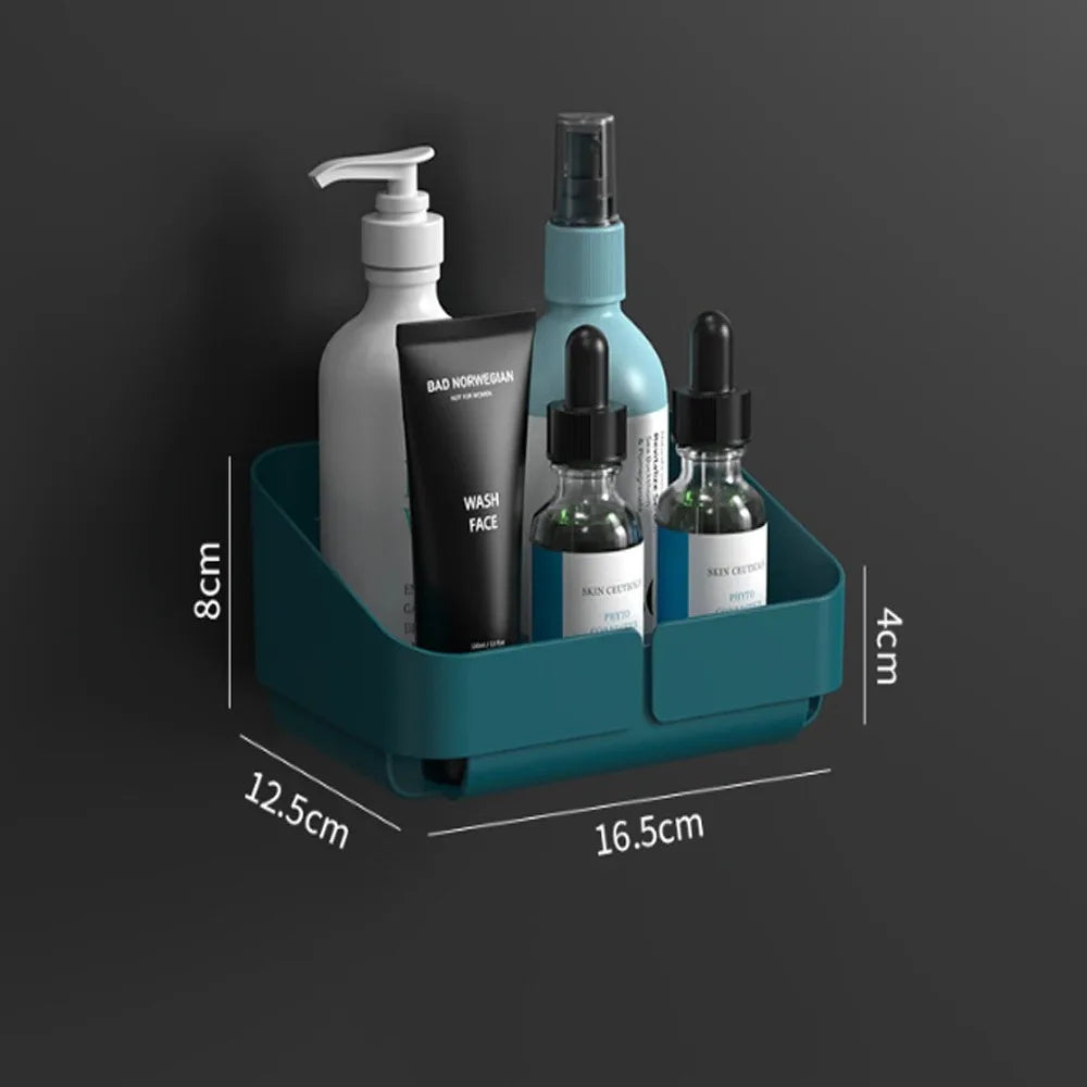 NOVAPRIME™ Wall-Mounted No-Drill Convenience Rack – Bathroom &amp; Kitchen Storage Shelf for Shampoo, Cosmetics, Spices &amp; Accessories