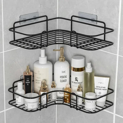 Wall Mounted Bathroom Shelf Corner Storage Iron Shower Drain Basket Cosmetic Rack Shampoo Holder Bathroom Organizer Wall shelves