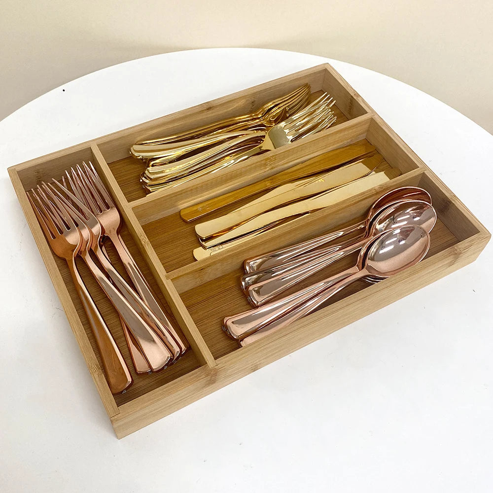 Expandable Bamboo Drawer Organizer – Adjustable Cutlery Tray for a Clutter-Free Kitchen