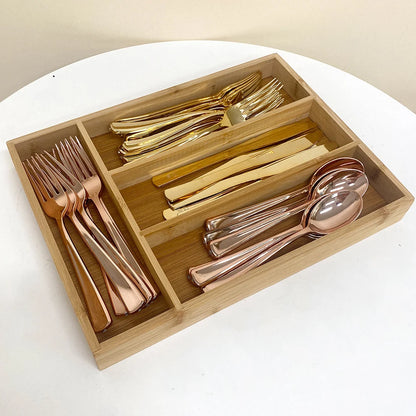 Expandable Bamboo Drawer Organizer – Adjustable Cutlery Tray for a Clutter-Free Kitchen