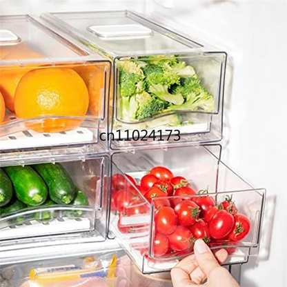 Stackable Refrigerator Organizer Bins with Pull-Out Drawers