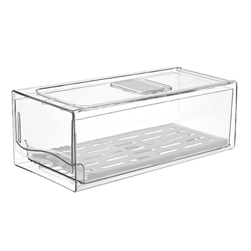 Stackable Refrigerator Organizer Bins with Pull-Out Drawers