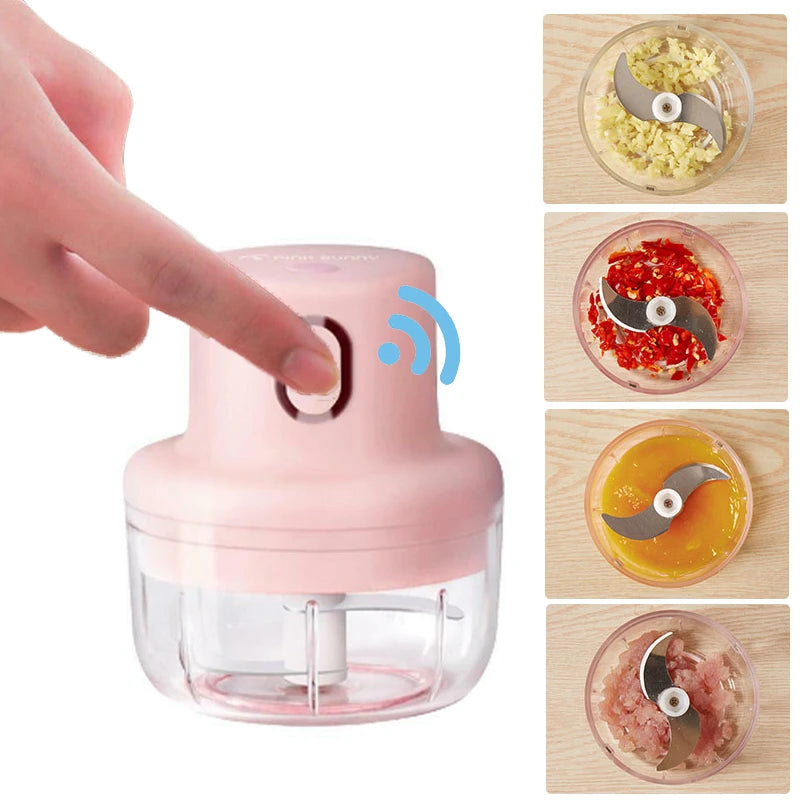 Mini Electric Garlic Chopper 100ml/250ml – USB Rechargeable Food Processor with Stainless Steel Blades, Portable Onion &amp; Vegetable Chopper for Kitchen, Baby Food &amp; Meal Prep