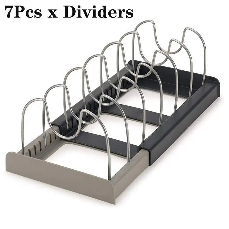 Expandable Pot &amp; Pan Organizer – Adjustable Stainless Steel Cabinet Rack