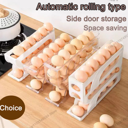Automatic Rolling Egg Organizer – Space-Saving Fridge Storage Rack
