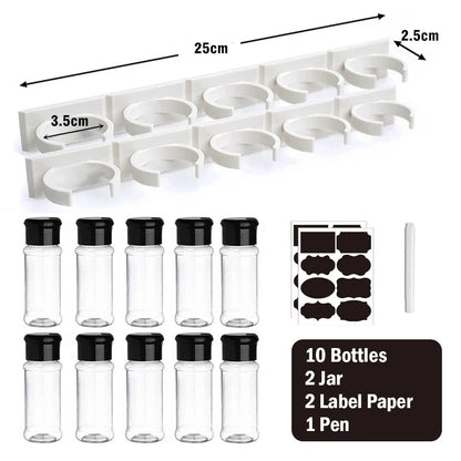 100ML Spice Jars Set Plastic Seasoning Shaker Bottles with Organizer Rack Eco-Friendly Kitchen Storage Condiment Salt Pepper Boxes