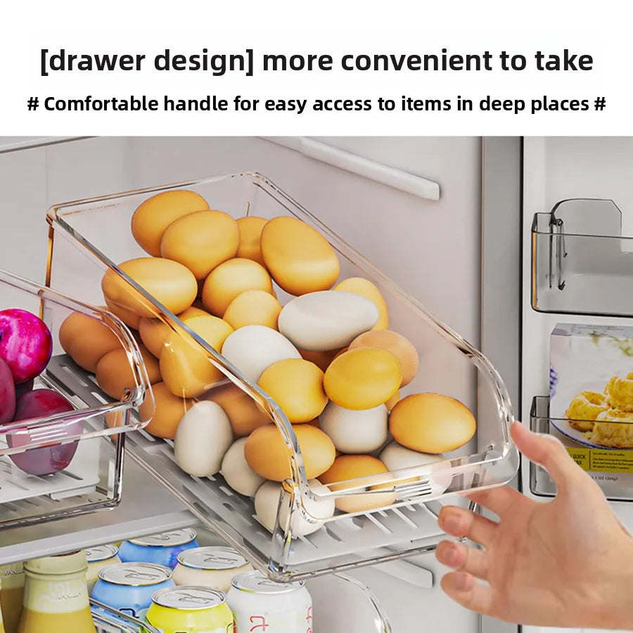 Clear Refrigerator Organizer with Drain Tray