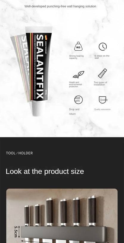 Kitchen Knife Organizer Wall Mounted Multifunctional Kitchen Knife Storage Rack Household Knife Storage Kitchen Storage Supplies