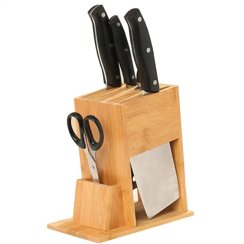 Premium Bamboo Knife Block Stand – 7-Slot Kitchen Knife Holder