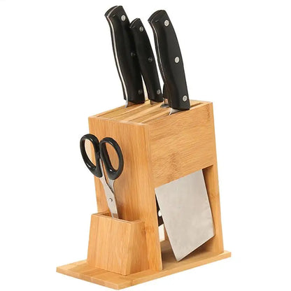 Premium Bamboo Knife Block Stand – 7-Slot Kitchen Knife Holder