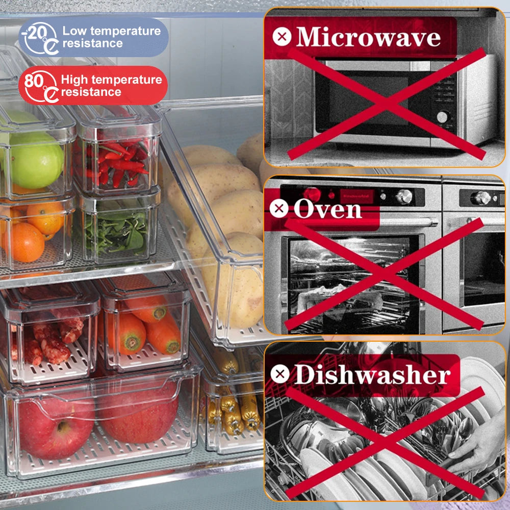 Stackable Refrigerator Organizer Bins with Lids