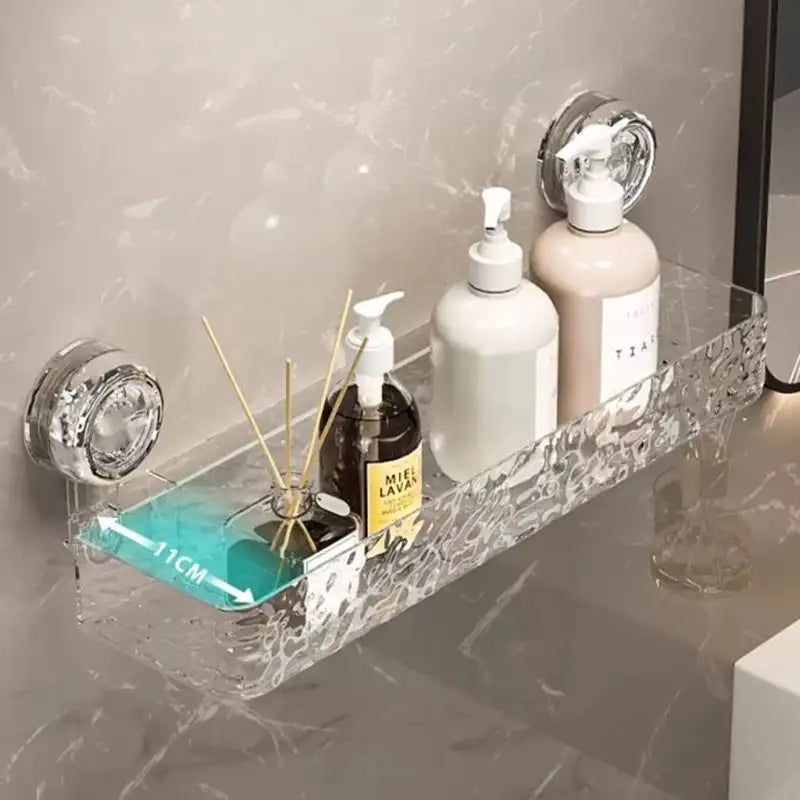 NOVAPRIME™ Wall-Mounted Suction Cup Storage Rack – Large Bathroom Shower Gel &amp; Accessory Organizer Basket for Shower, Shampoo &amp; Cosmetics