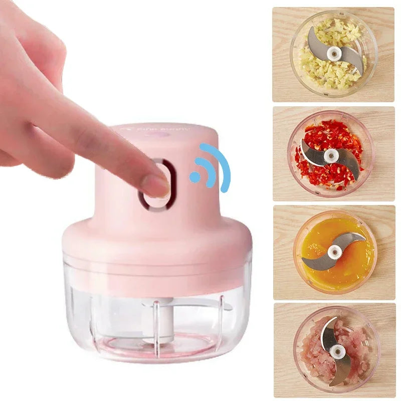 Mini Electric Garlic Chopper 100ml/250ml – USB Rechargeable Food Processor with Stainless Steel Blades, Portable Onion &amp; Vegetable Chopper for Kitchen, Baby Food &amp; Meal Prep