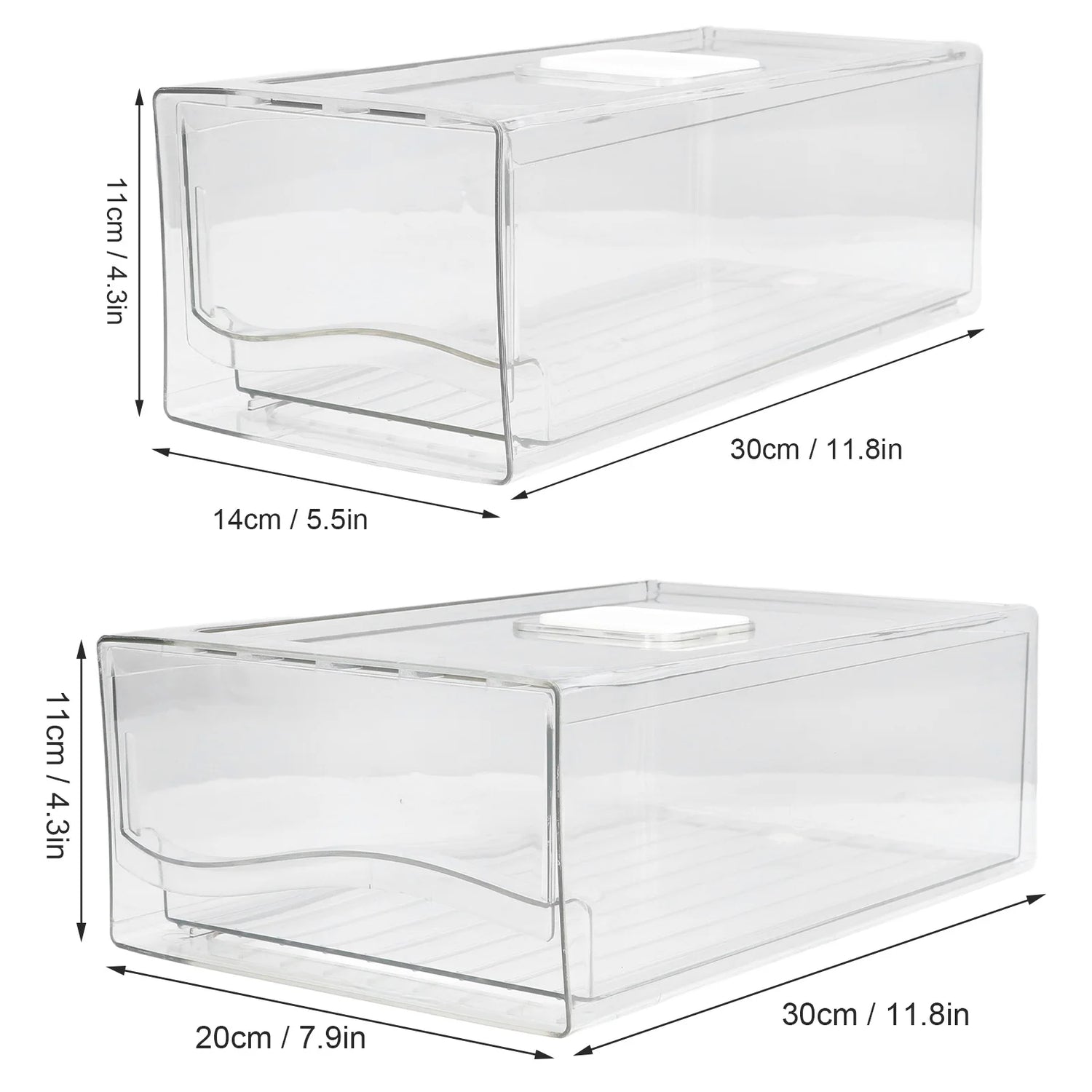 Stackable Refrigerator Organizer with Handle (Single Bin)
