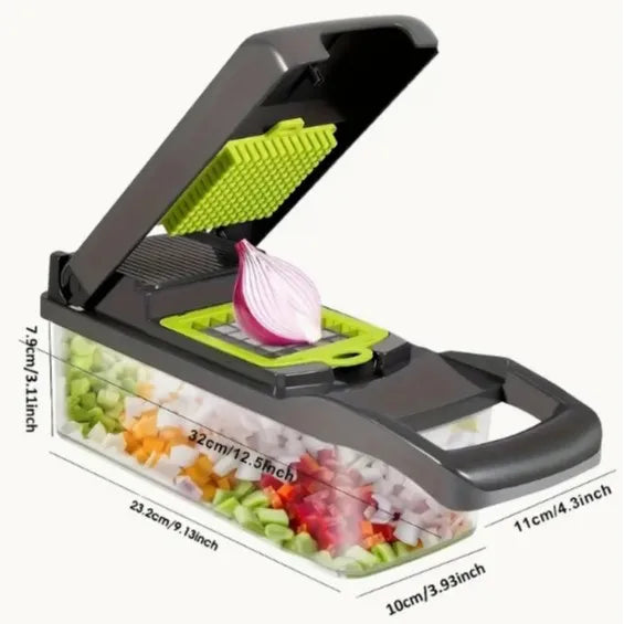 16-in-1 Multifunction Vegetable Chopper &amp; Mandoline Slicer – All-in-One Kitchen Cutting Tool with Interchangeable Blades, Onion Dicer, Food Slicer &amp; Prep Container
