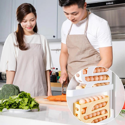 Automatic Rolling Egg Organizer – Space-Saving Fridge Storage Rack