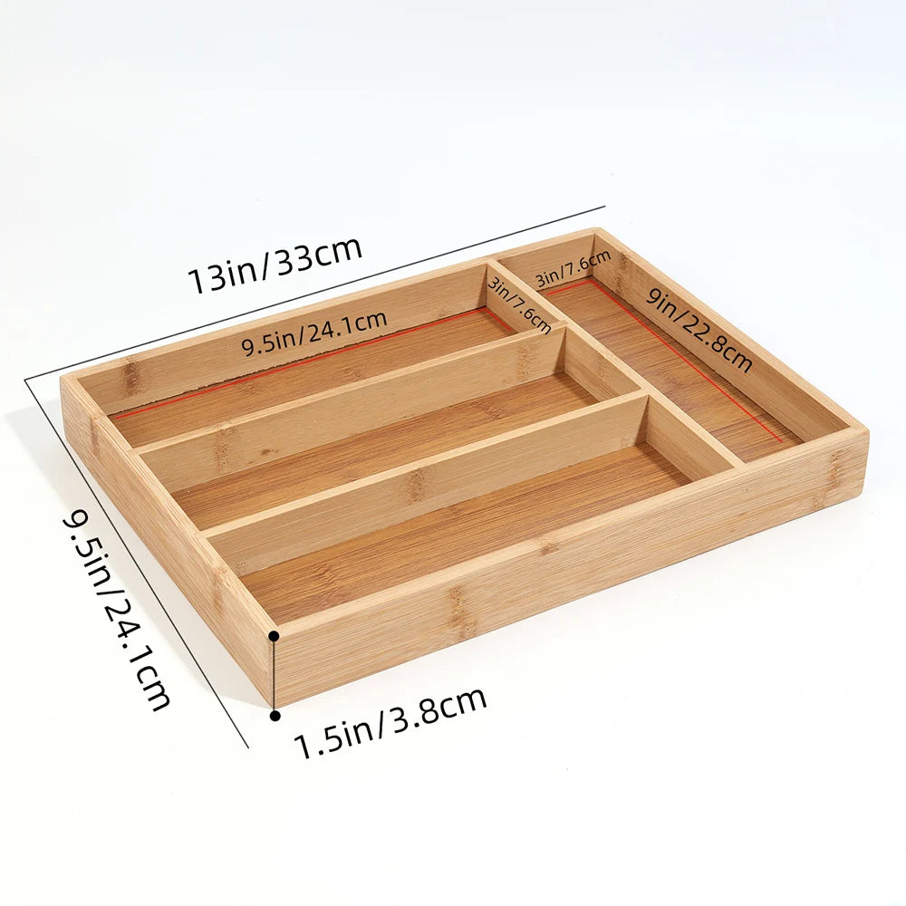 Expandable Bamboo Drawer Organizer – Adjustable Cutlery Tray for a Clutter-Free Kitchen