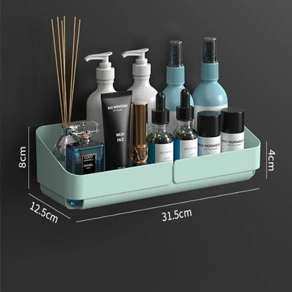 NOVAPRIME™ Wall-Mounted No-Drill Convenience Rack – Bathroom &amp; Kitchen Storage Shelf for Shampoo, Cosmetics, Spices &amp; Accessories