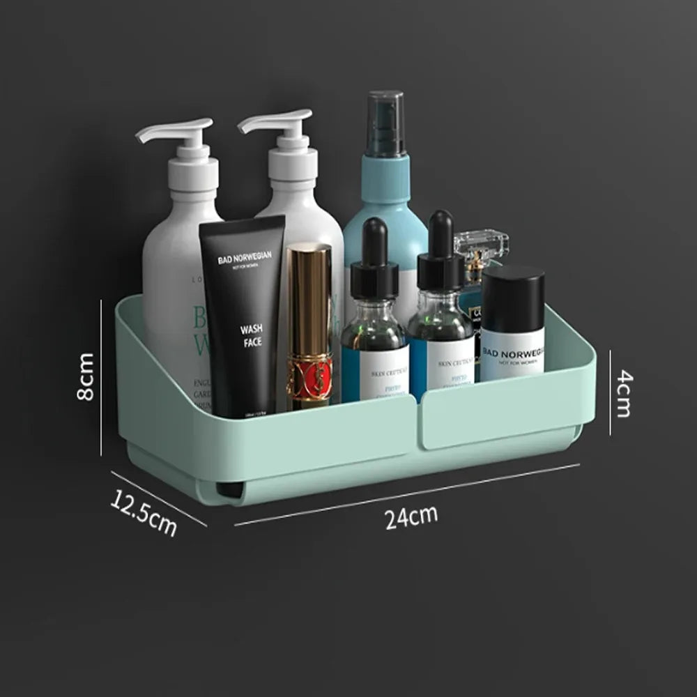 NOVAPRIME™ Wall-Mounted No-Drill Convenience Rack – Bathroom &amp; Kitchen Storage Shelf for Shampoo, Cosmetics, Spices &amp; Accessories