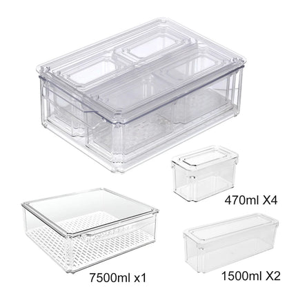Stackable Refrigerator Organizer Bins with Lids
