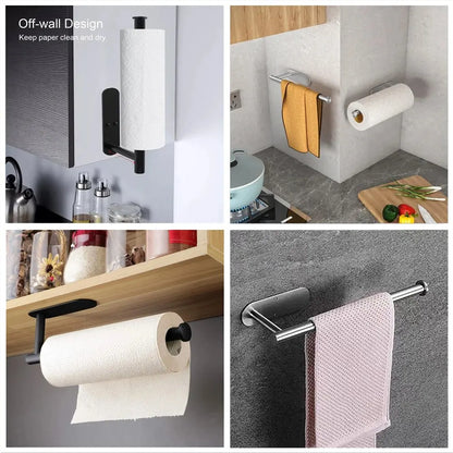 Drill-Free Adhesive Paper Towel Holder for Kitchen &amp; Bathroom
