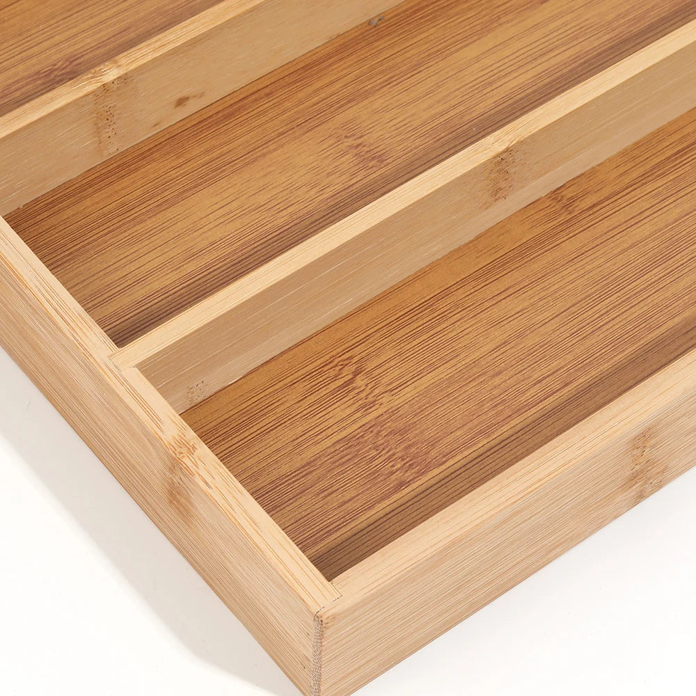 Expandable Bamboo Drawer Organizer – Adjustable Cutlery Tray for a Clutter-Free Kitchen