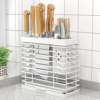 Kitchen Knife Rack Storage Holder - Carbon Steel • Wall-Mounted or Freestanding • No Drilling Required