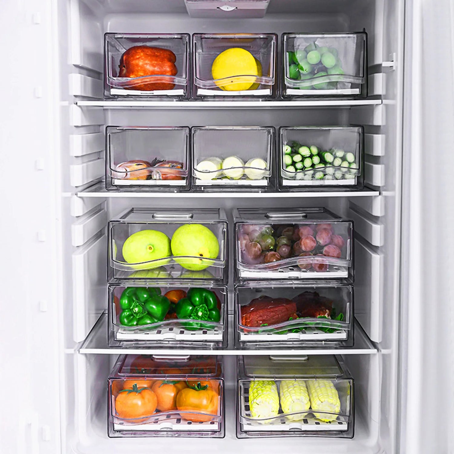 Stackable Refrigerator Organizer with Handle (Single Bin)