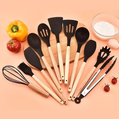 Premium Silicone Kitchen Utensil Set – 12-Piece Cooking Tools with Holder
