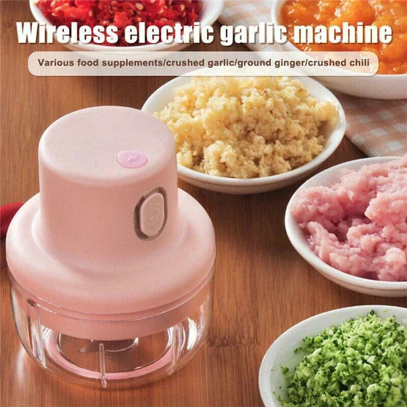 Mini Electric Garlic Chopper 100ml/250ml – USB Rechargeable Food Processor with Stainless Steel Blades, Portable Onion &amp; Vegetable Chopper for Kitchen, Baby Food &amp; Meal Prep