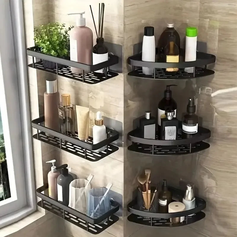 NOVAPRIME™ No-Drill Corner Bathroom Storage Shelf – Wall-Mounted Shower Organizer Rack for Shampoo, Soap &amp; Toiletries