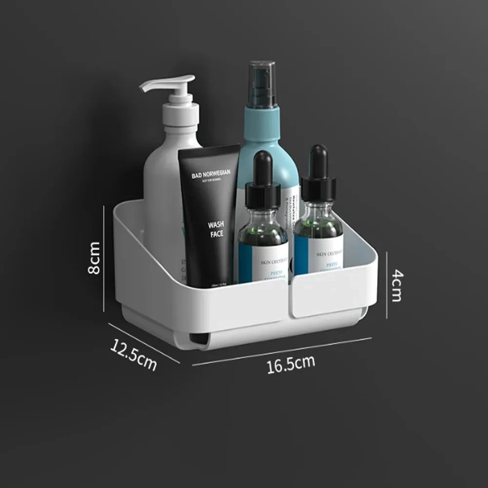 NOVAPRIME™ Wall-Mounted No-Drill Convenience Rack – Bathroom &amp; Kitchen Storage Shelf for Shampoo, Cosmetics, Spices &amp; Accessories