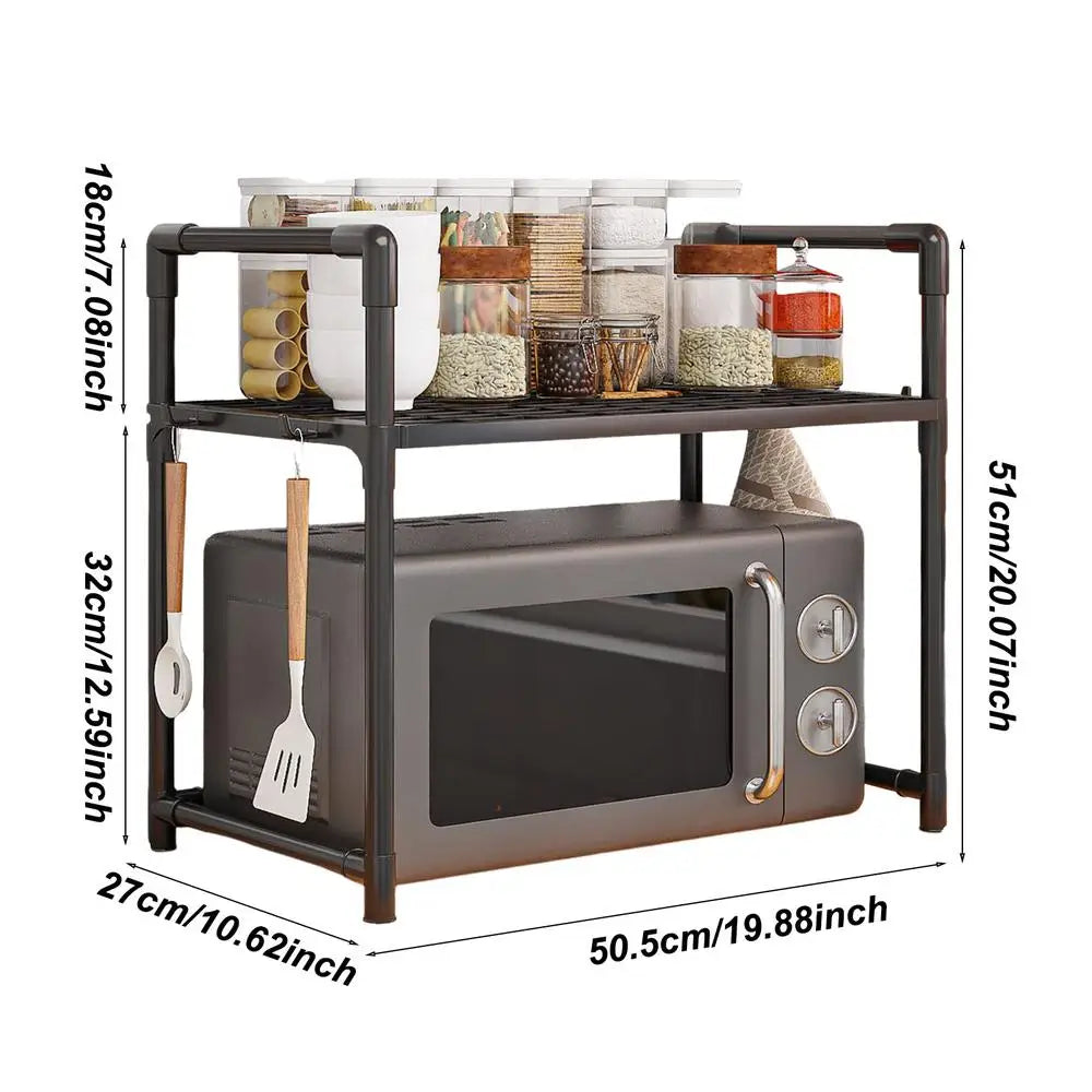 Kitchen Storage Rack Multi-Layer Microwave Rack Adjustable Standing Countertop Condiment Oven Organizer Shelf Kitchen Accessorie