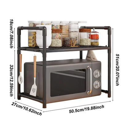 Kitchen Storage Rack Multi-Layer Microwave Rack Adjustable Standing Countertop Condiment Oven Organizer Shelf Kitchen Accessorie