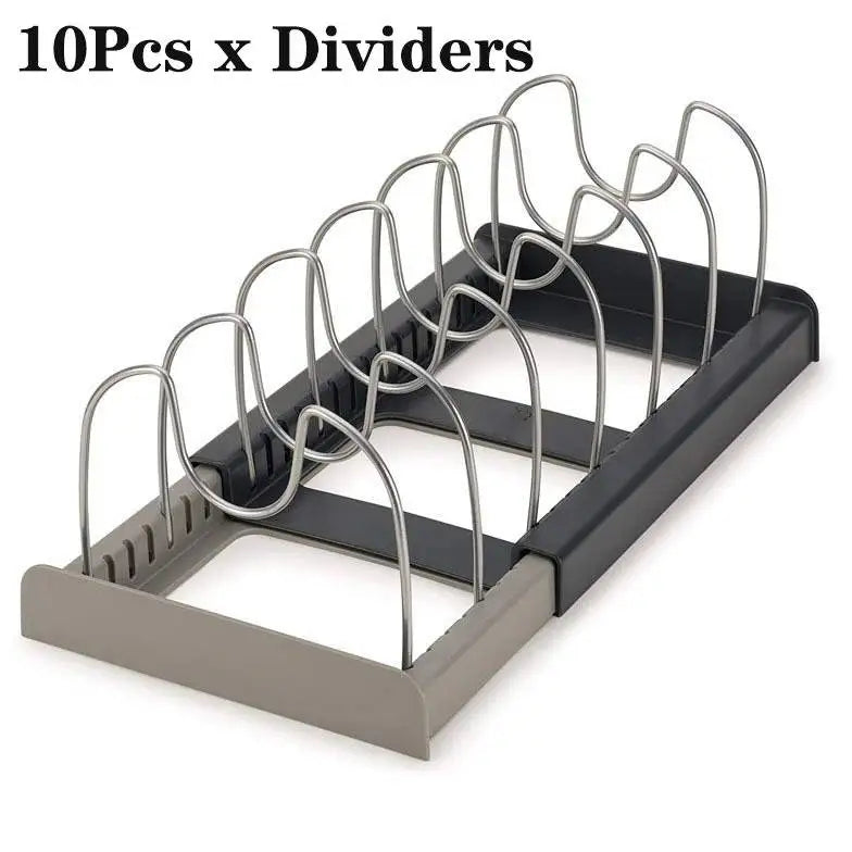 Expandable Pot &amp; Pan Organizer – Adjustable Stainless Steel Cabinet Rack